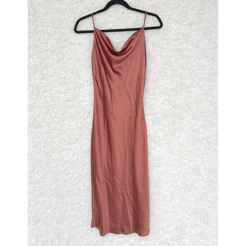 Petal + Pup Rust Midi Slip Dress Cowl Neck Trappy Low Back Women's Size US 2